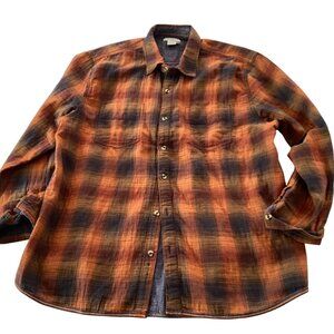 Carbon2Cobalt Men's Spice Box Plaid double-cloth Button-Up Shirt Size L 100% Cot